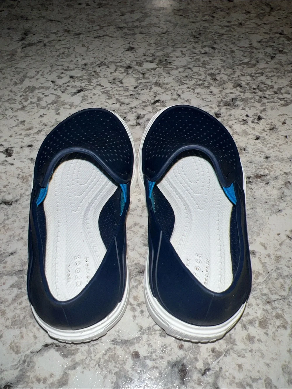 CROCS Kids Navy Slip-On Perforated Sandals with White Sole